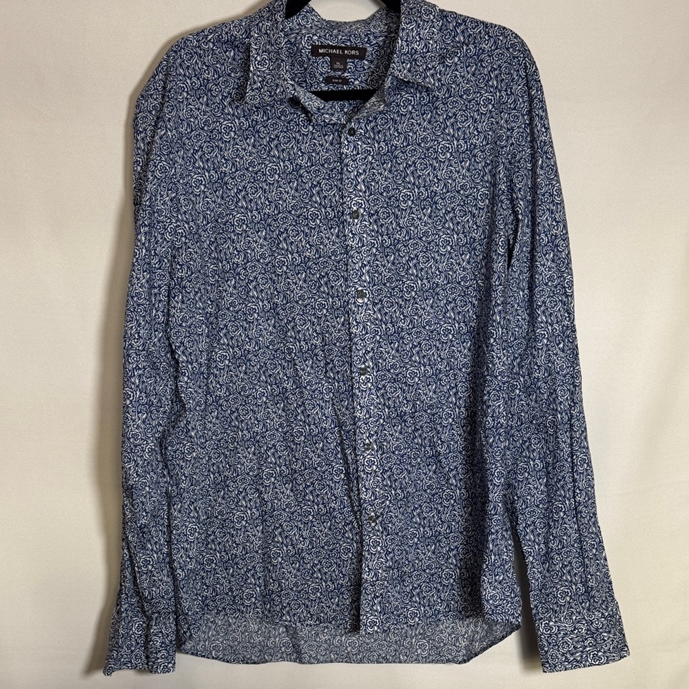 Michael Kors Blue Patterned Casual Shirt